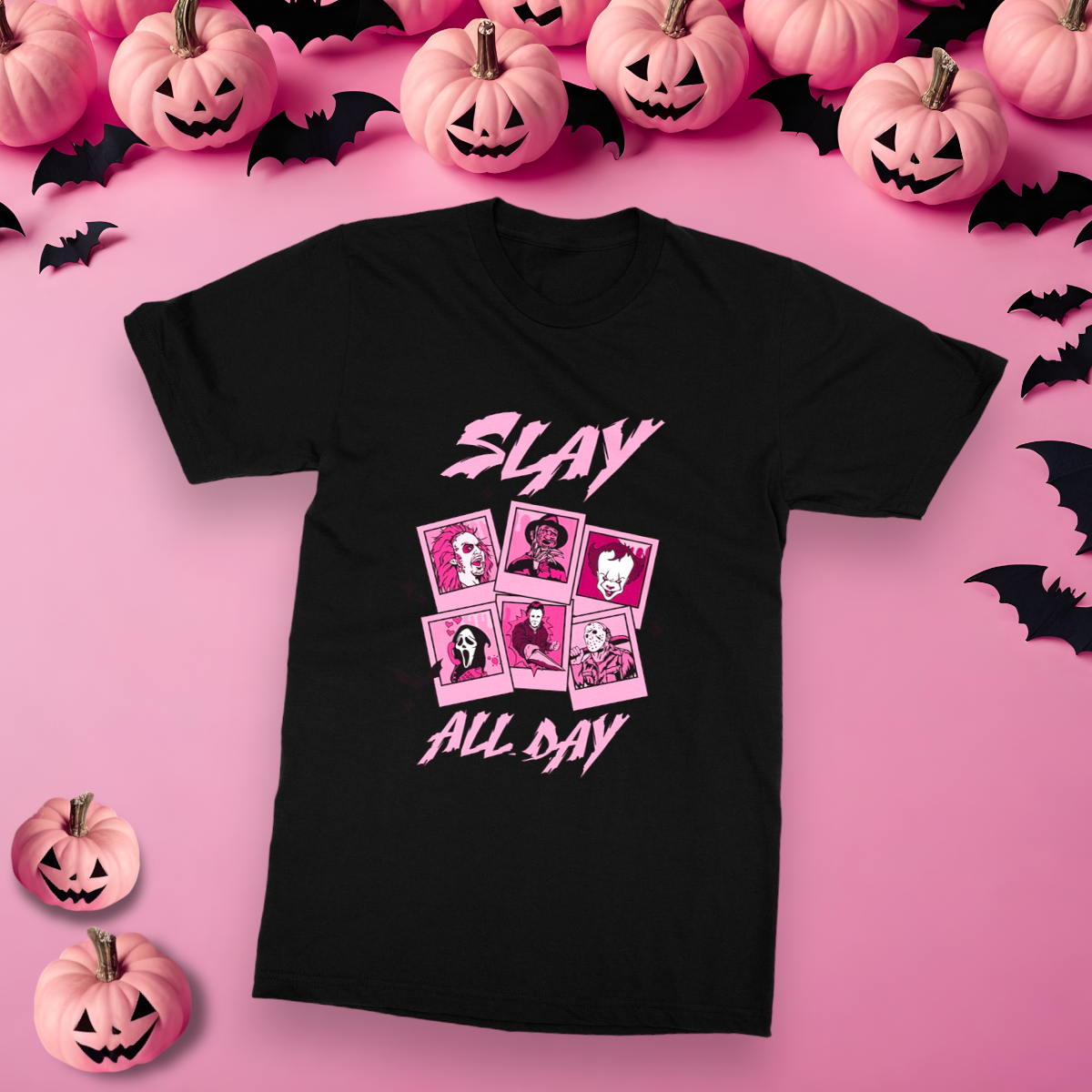 Slay all day, horror movies, Halloween Softstyle T-Shirt