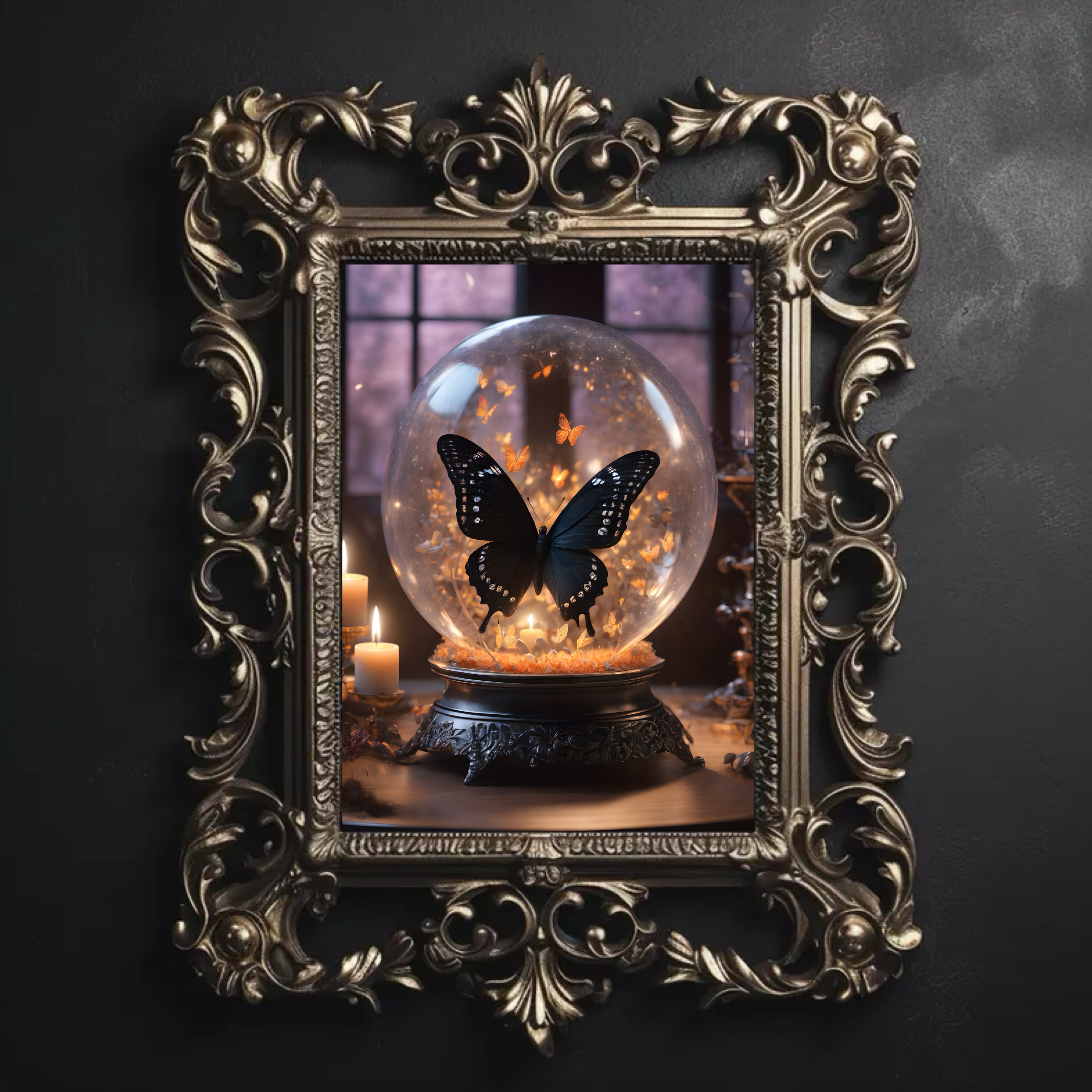 Black Butterfly Fine Art Print, Dark Academia, Goth Wall Decor, Gothic Gallery Wall, Halloween Decor