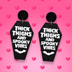 Thick Thighs coffin earrings, 925 sterling silver, Halloween, Strange Dollz Boudoir