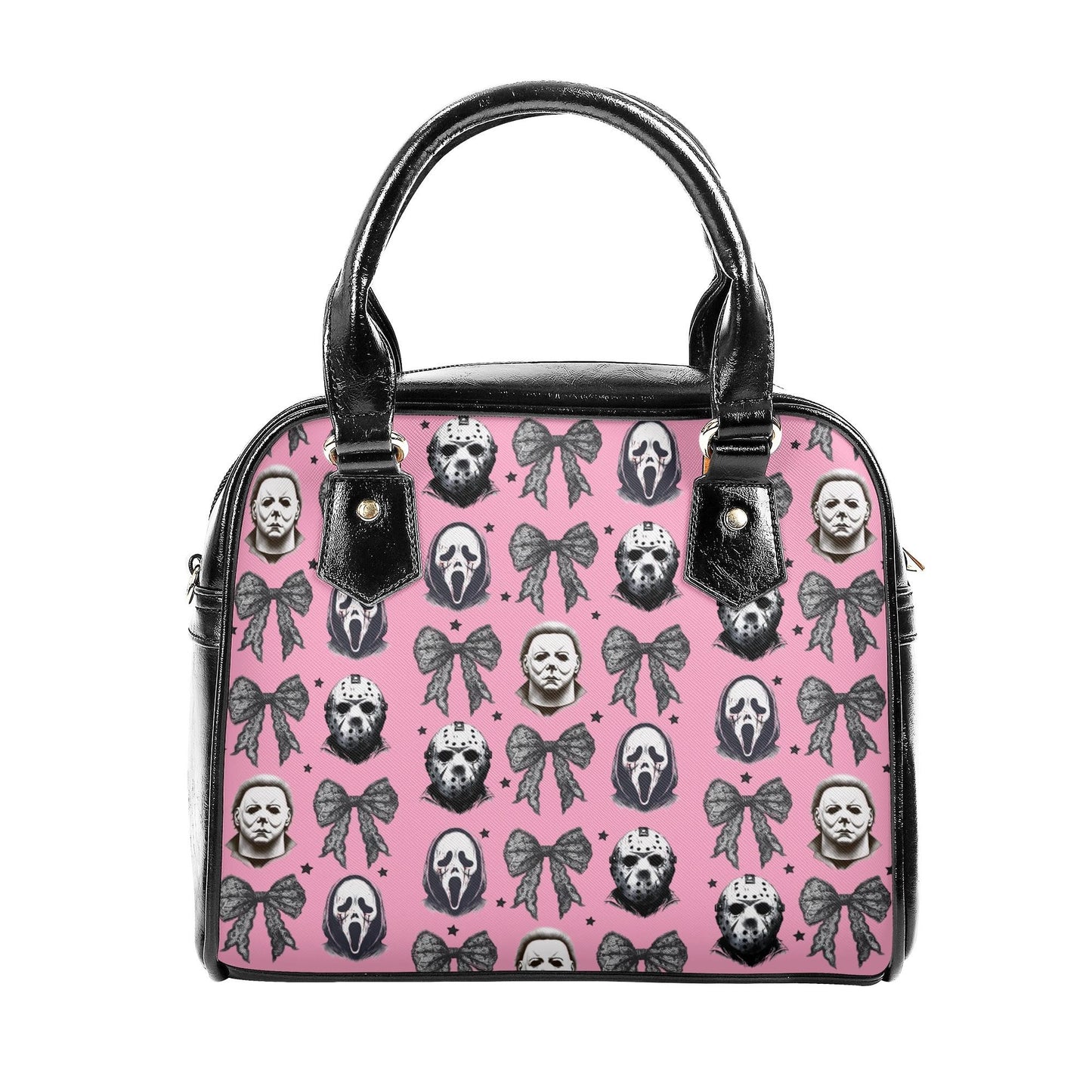 Coquette Horror Movies Pink Vegan Leather Handbag