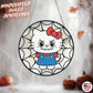 Spooky Labubu Kitty glass handcrafted suncatcher, Halloween