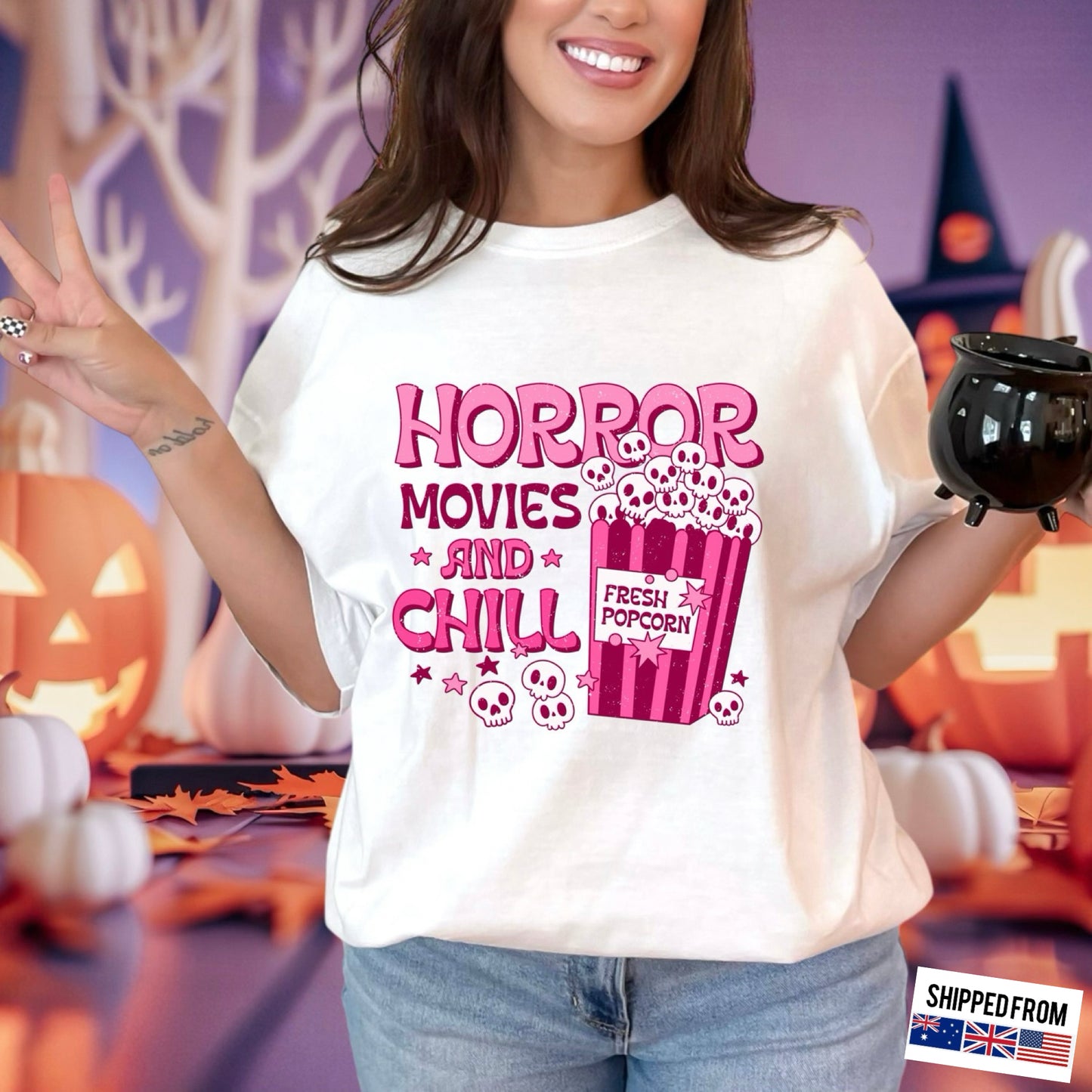 Horror movies and Chill, Halloween, Softstyle T-Shirt