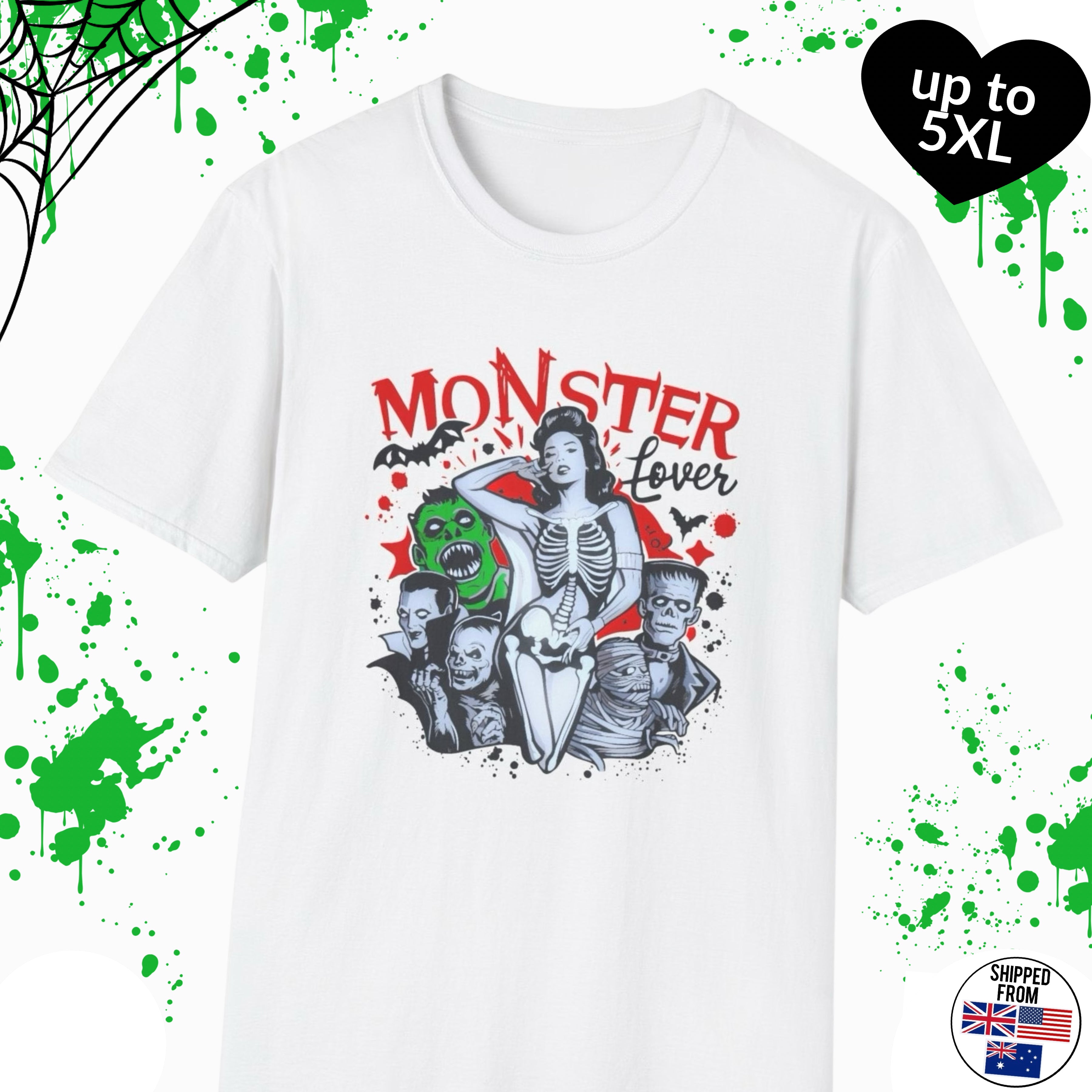 Monster Lover Softstyle T-Shirt, up to 5XL, Horror Movies, Halloween