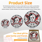 Horror movies glass handcrafted suncatcher, Halloween, Jason Voorhees, Michael Myers