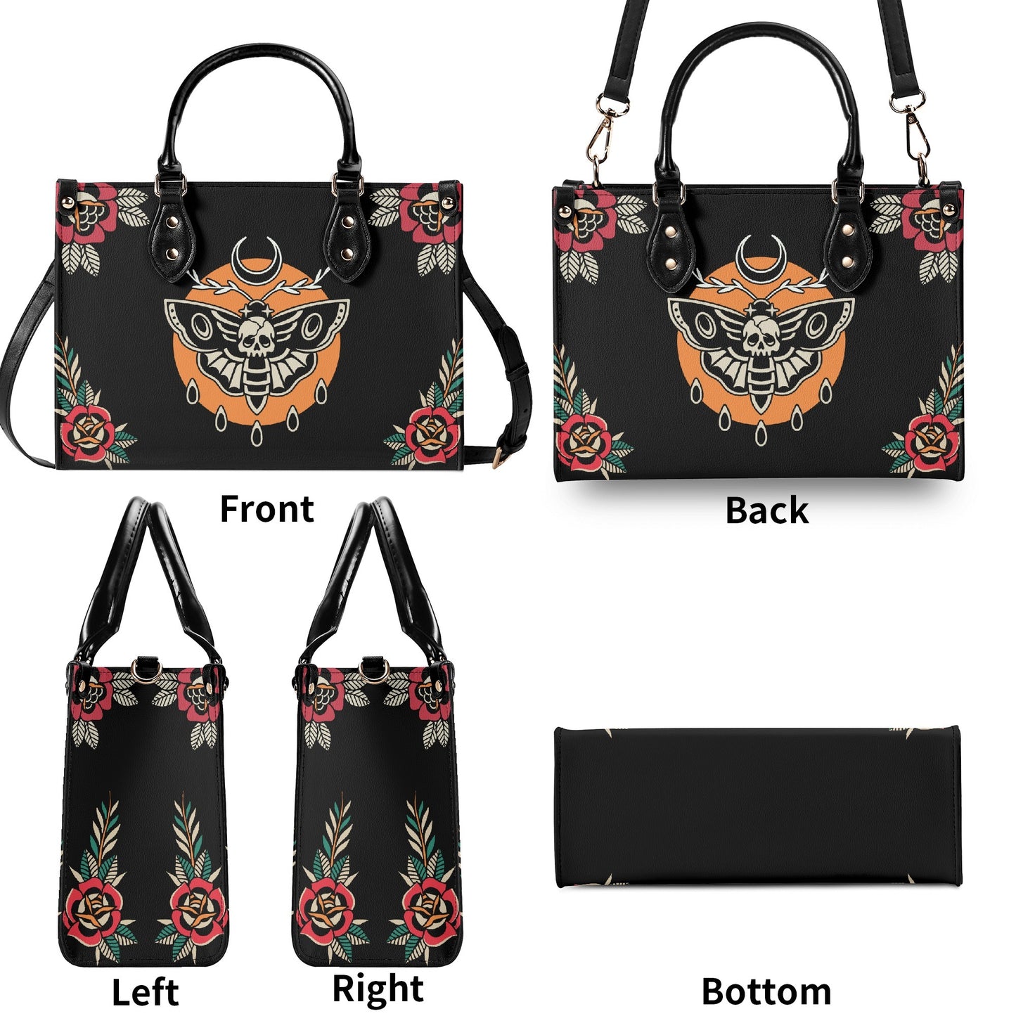 Death Moth Tattoo Vegan Leather Handbag