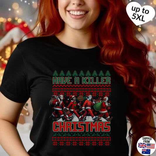 Killer Christmas, Softstyle T-Shirt, up to 5XL, Horror Movie, Ugly Christmas Jumper