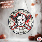 Horror movies glass handcrafted suncatcher, Halloween, Jason Voorhees, Michael Myers