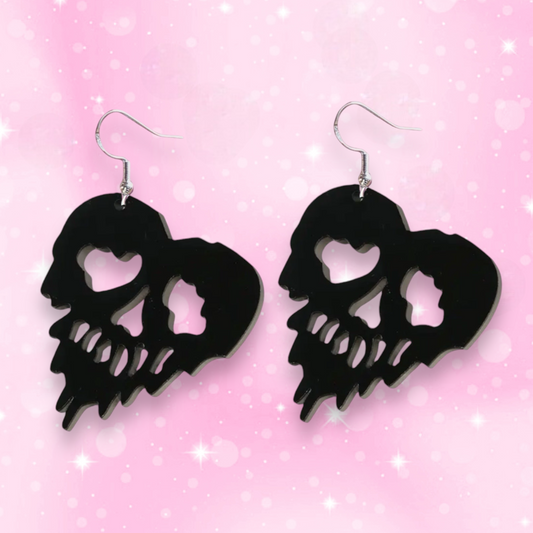 Melting Heart Skull earrings, 925 sterling silver earrings, Halloween, Strange Dollz Boudoir