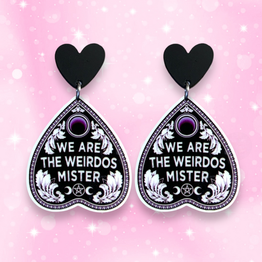 We are the Weirdos earrings, 925 sterling silver, Ouija Board, Strange Dollz Boudoir