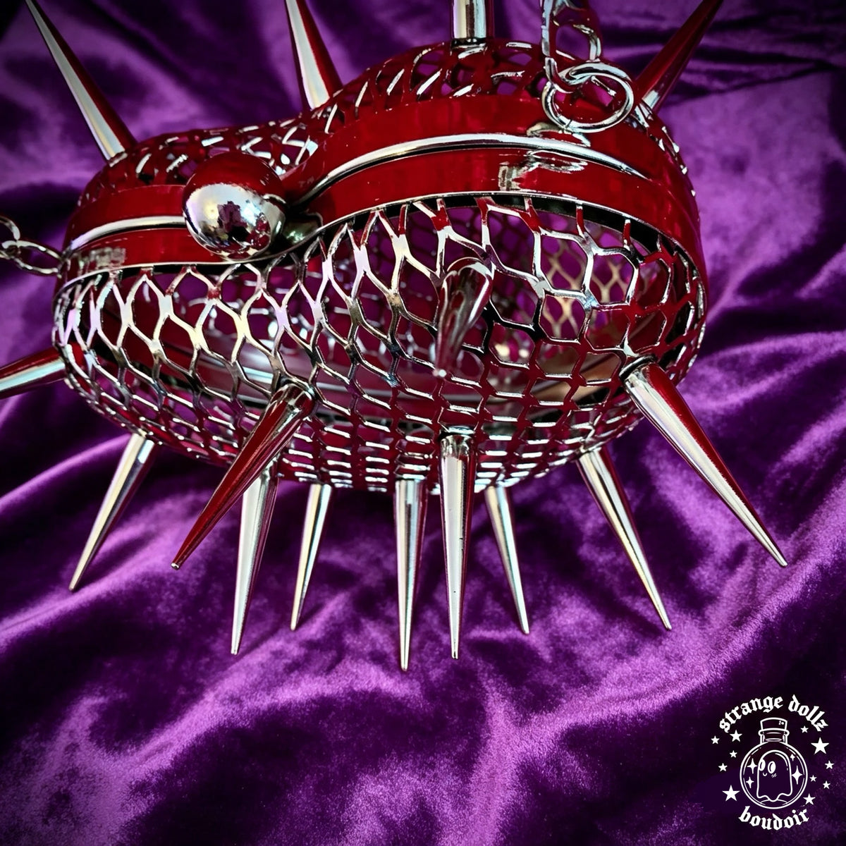 Flail Purse, Goth Spiked Heart Purse, Metal Mesh Chain Bag, Medieval Flail