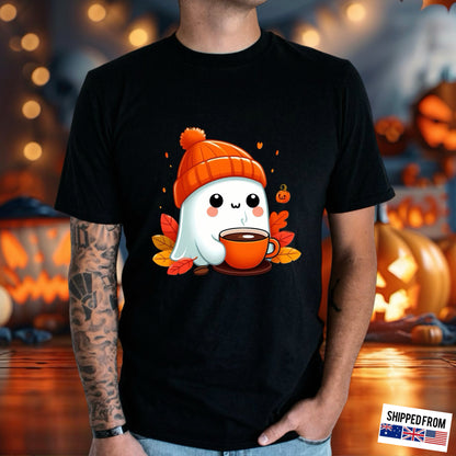 Cute ghost, caffeinated, Halloween, Softstyle T-Shirt