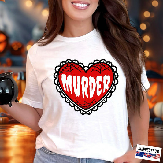 Murder, cute heart design, Softstyle T-Shirt