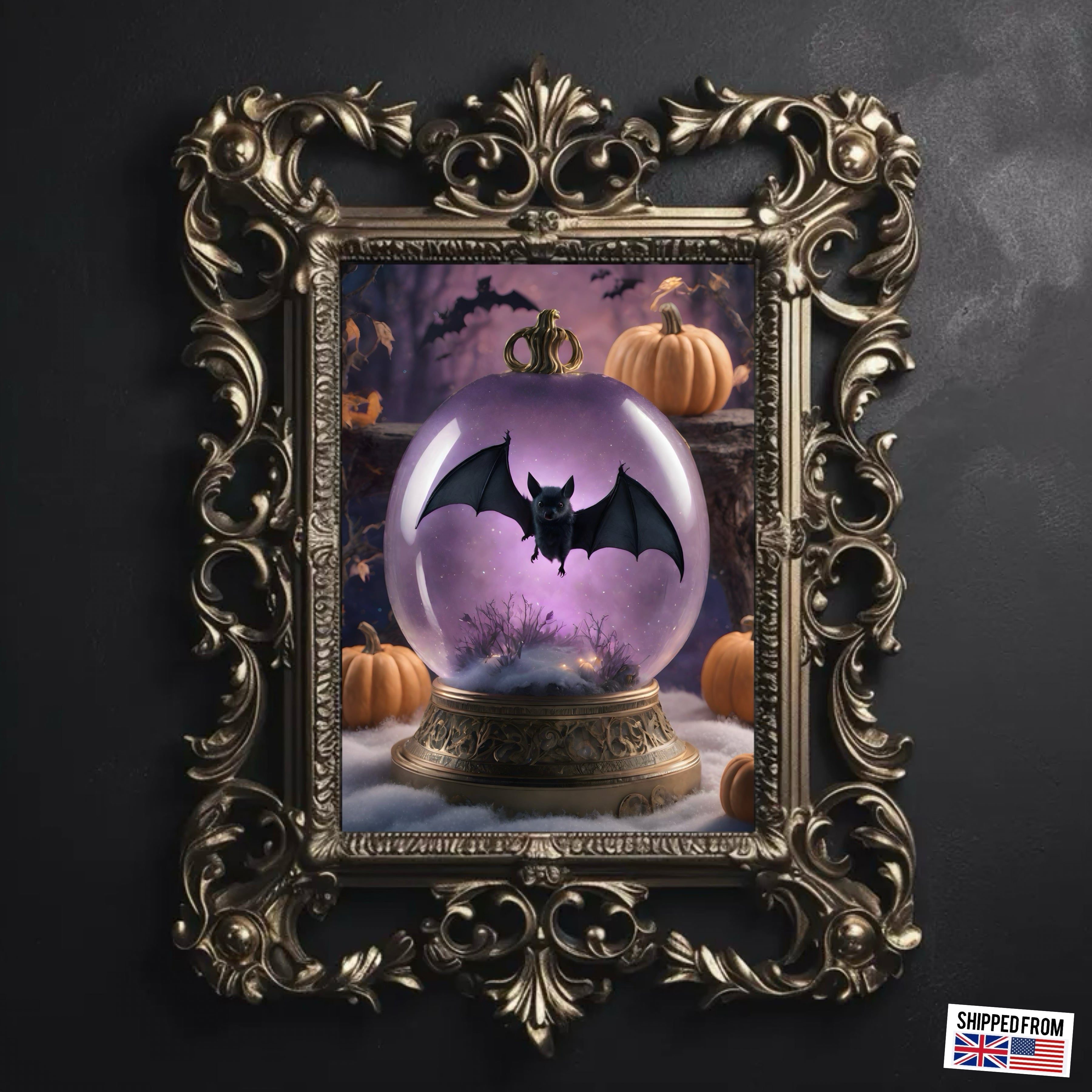 Goth Bat Fine Art Print,  Dark Academia, Goth Wall Decor, Gothic Gallery Wall, Halloween Decor