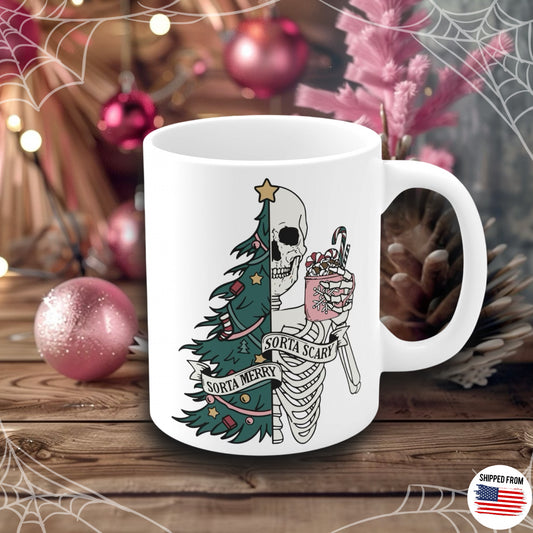 Sorta Merry Sorta Scary Christmas Mug, pastel goth