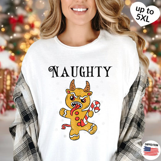 Naughty Krampus Gingerbread man, Christmas T-shirt, up to 5XL