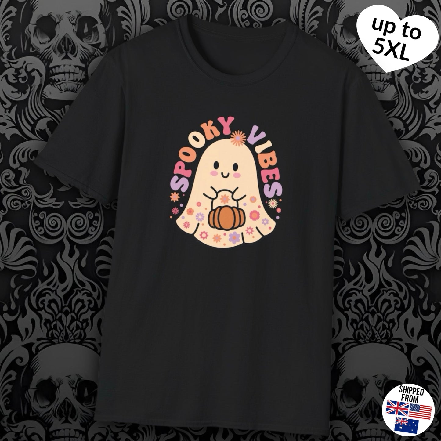 Spooky Vibes T-Shirt, up to 5XL, Halloween