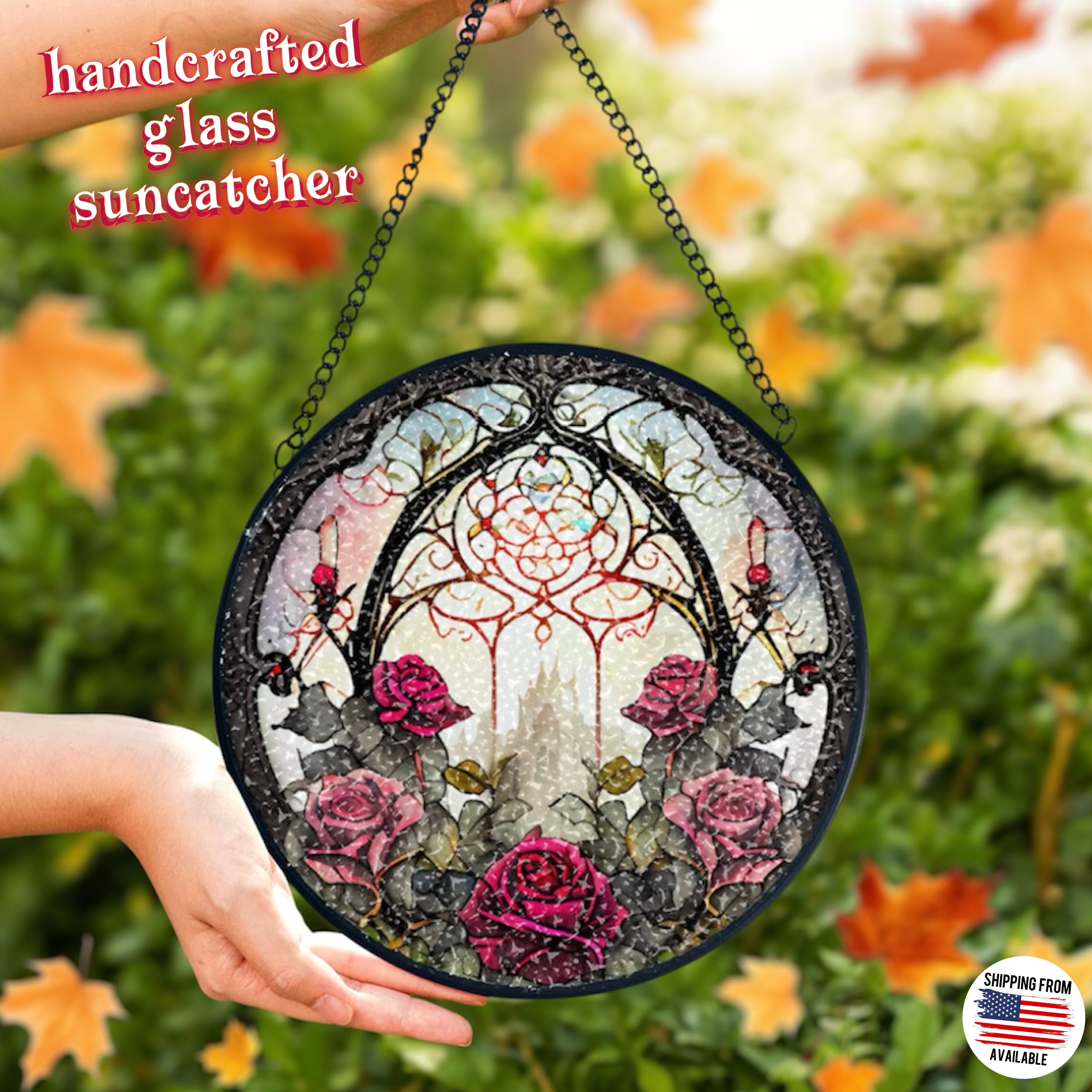 Gothic window, glass handcrafted suncatcher