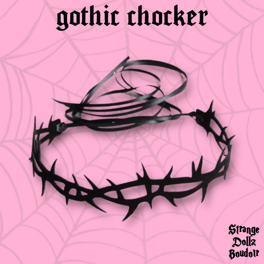 Black Gothic Velvet Thorn Choker, Strange Dollz Boudoir