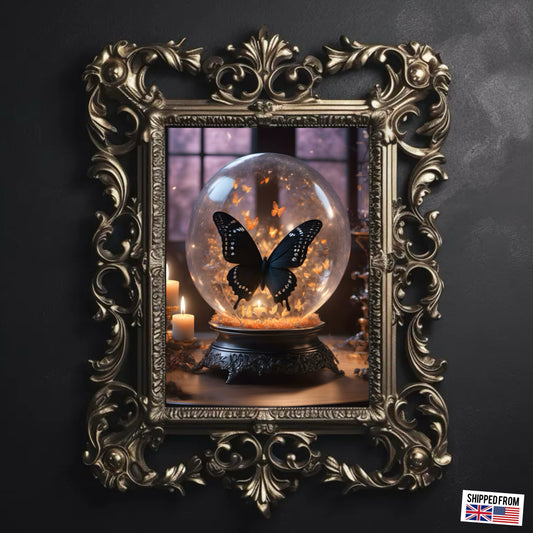 Black Butterfly Fine Art Print, Dark Academia, Goth Wall Decor, Gothic Gallery Wall, Halloween Decor