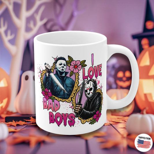 I love Bad Boys Mug, Halloween, Horror movies