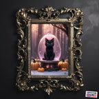 Black Cat Fine Art Print,  Dark Academia, Goth Wall Decor, Gothic Gallery Wall, Halloween Decor