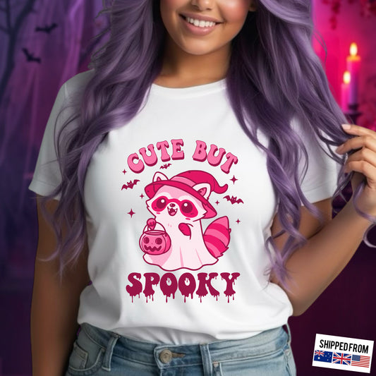 Cute but Spooky, Halloween Softstyle T-Shirt, cute racoon