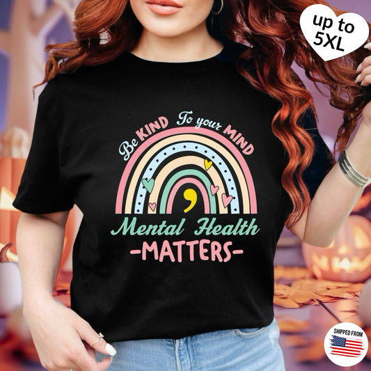 Mental Health Matters, Softstyle T-Shirt, rainbow, pastel