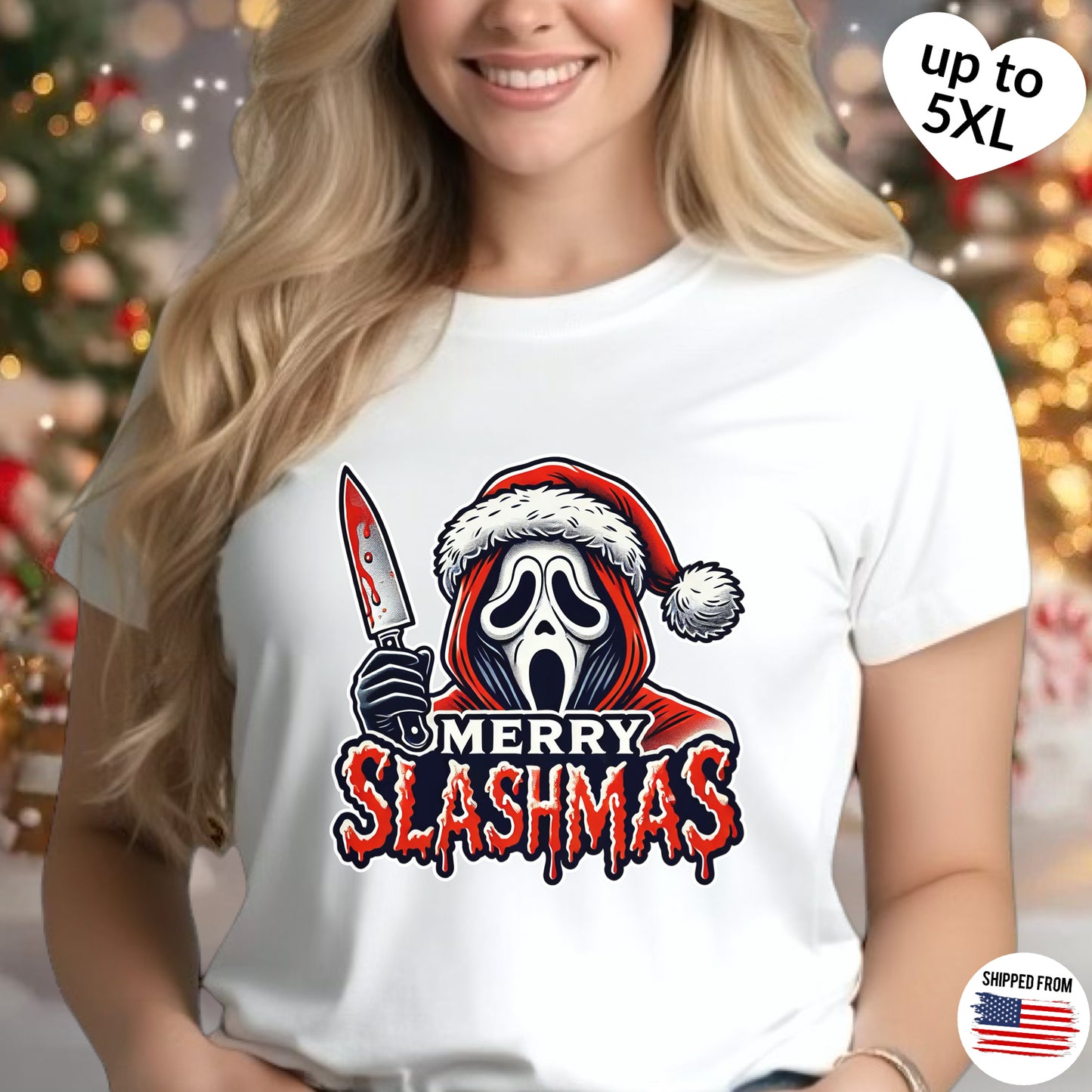 Merry Slashmas, Ghostface, Softstyle T-Shirt, Christmas, Scream, Horror Movie