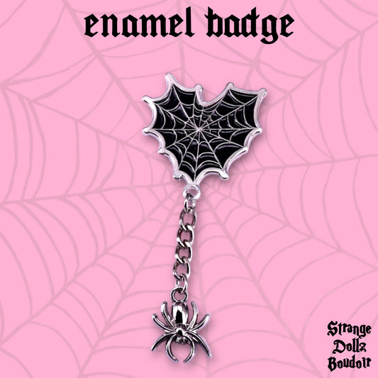 Spiderweb enamel pin badge, Strange Dollz Boudoir