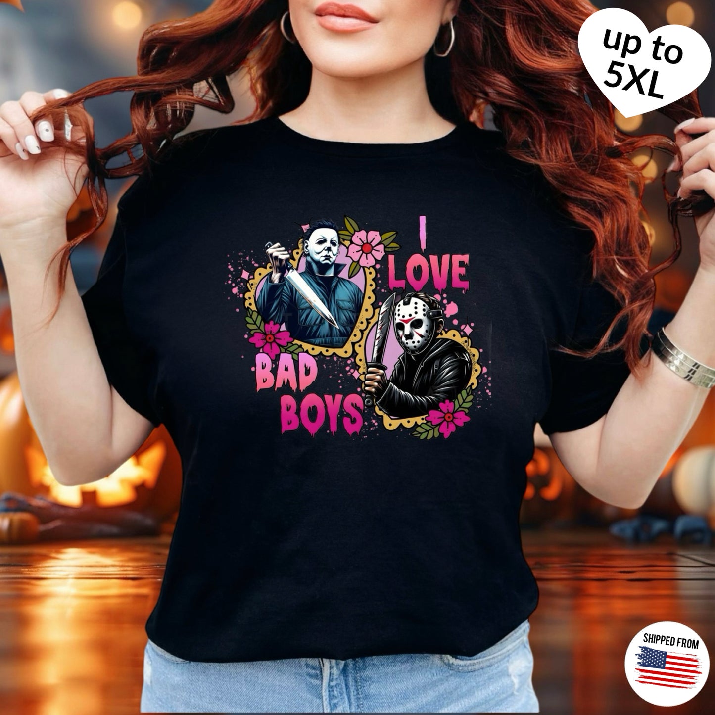 I love Bad Boys Softstyle T-Shirt, Halloween, Horror movies, up to 5XL