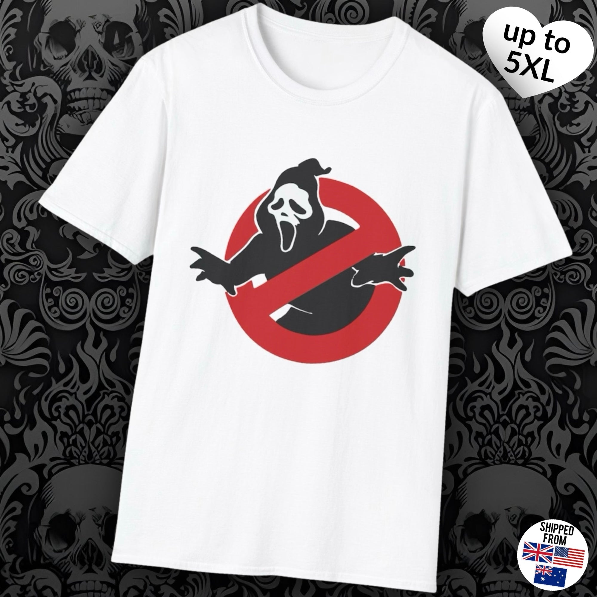 Ghostface Scream Softstyle T-Shirt, Halloween, Horror movies, up to 5XL