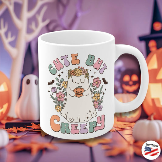 Cute but Creepy, Halloween Mug, cute ghost