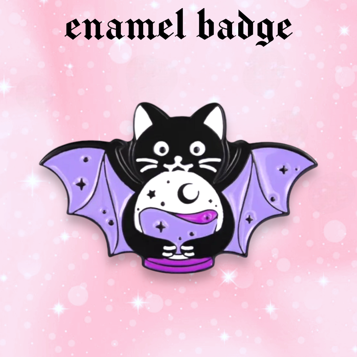 Witchy Bat Cat enamel pin badge, Halloween, Strange Dollz Boudoir