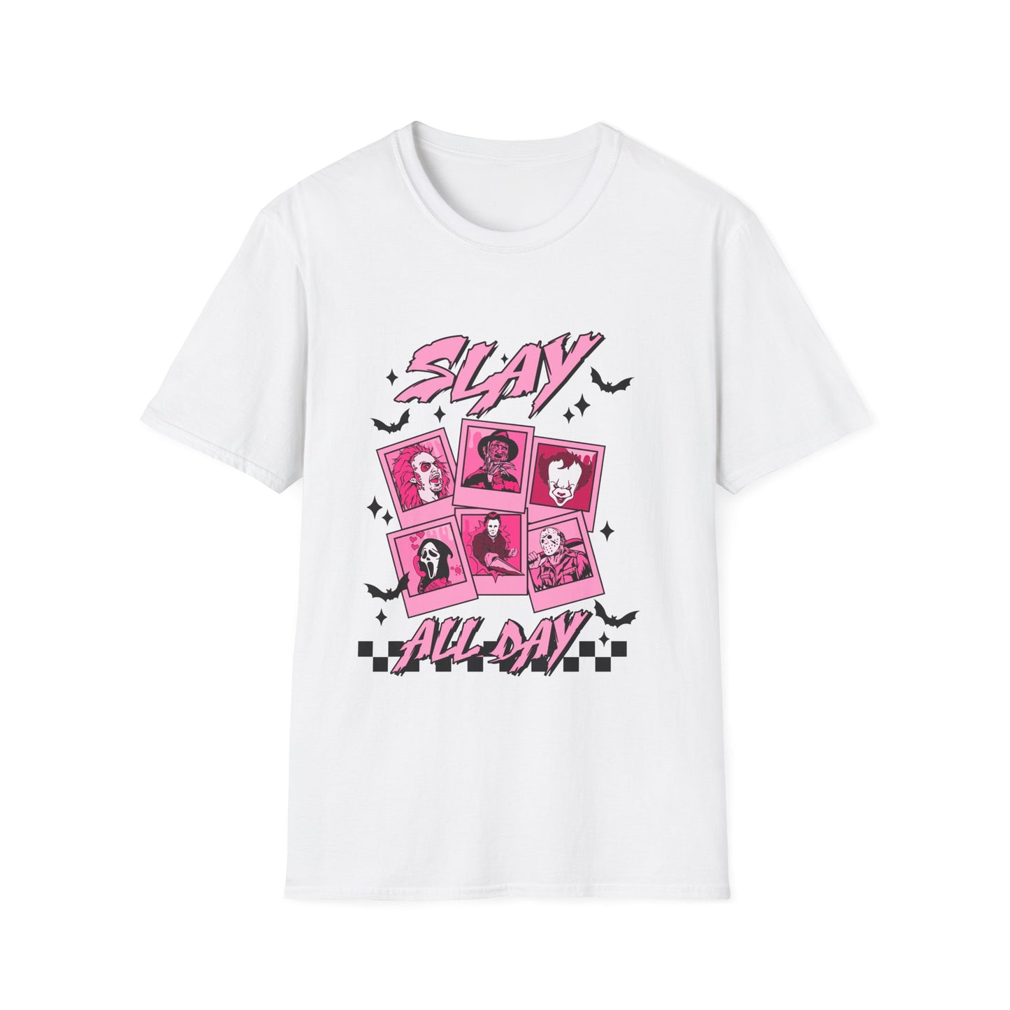 Slay all day, horror movies, Halloween Softstyle T-Shirt