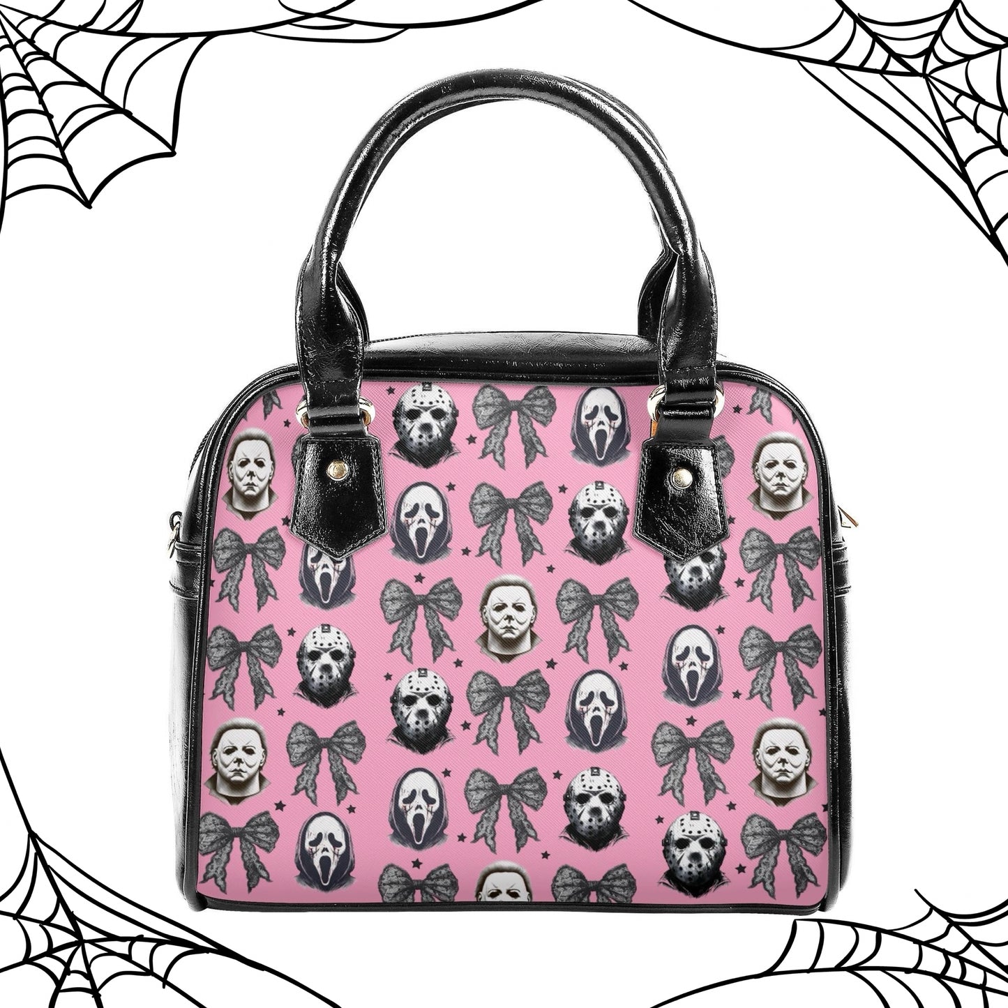 Coquette Horror Movies Pink Vegan Leather Handbag