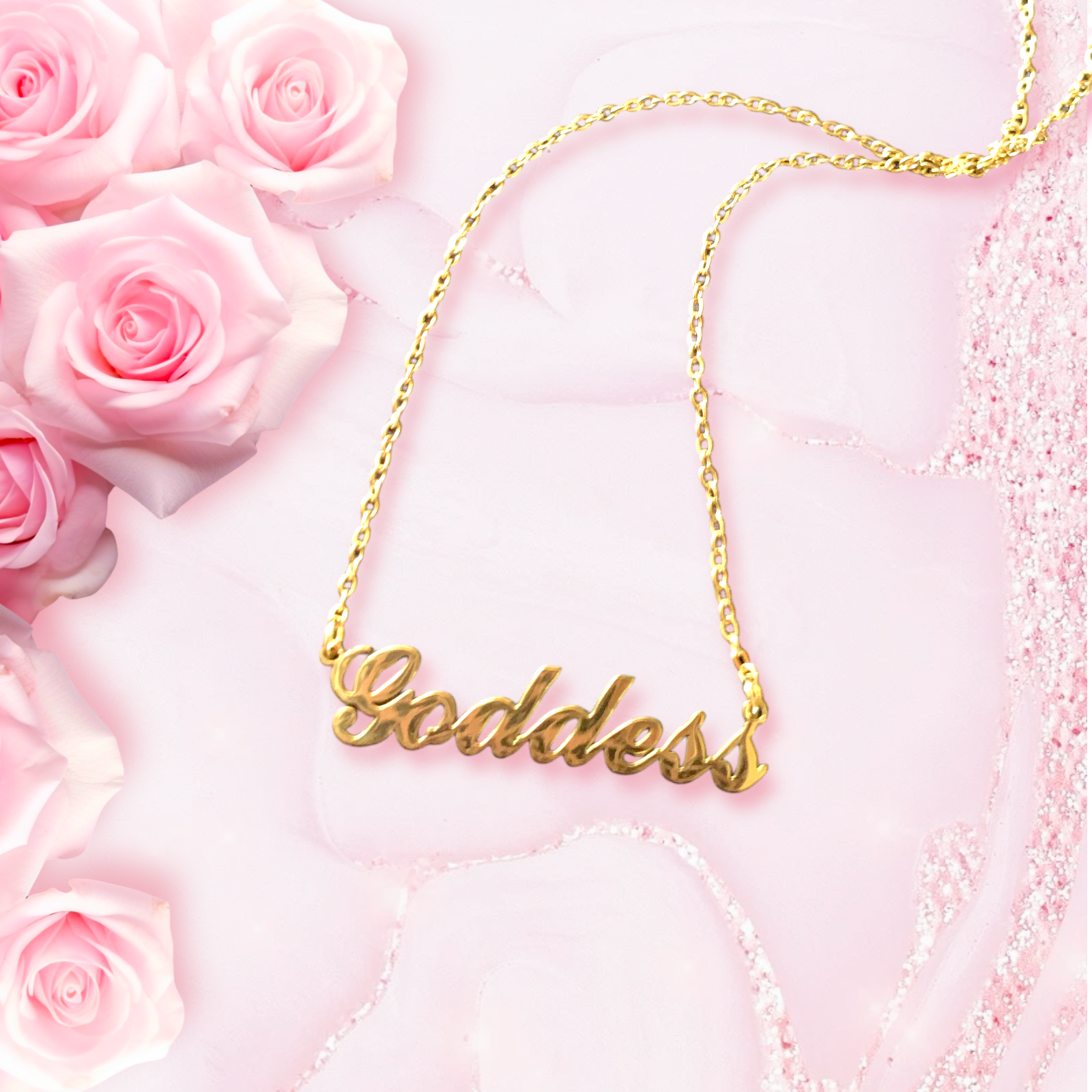Goddess necklace, 18k gold plated 