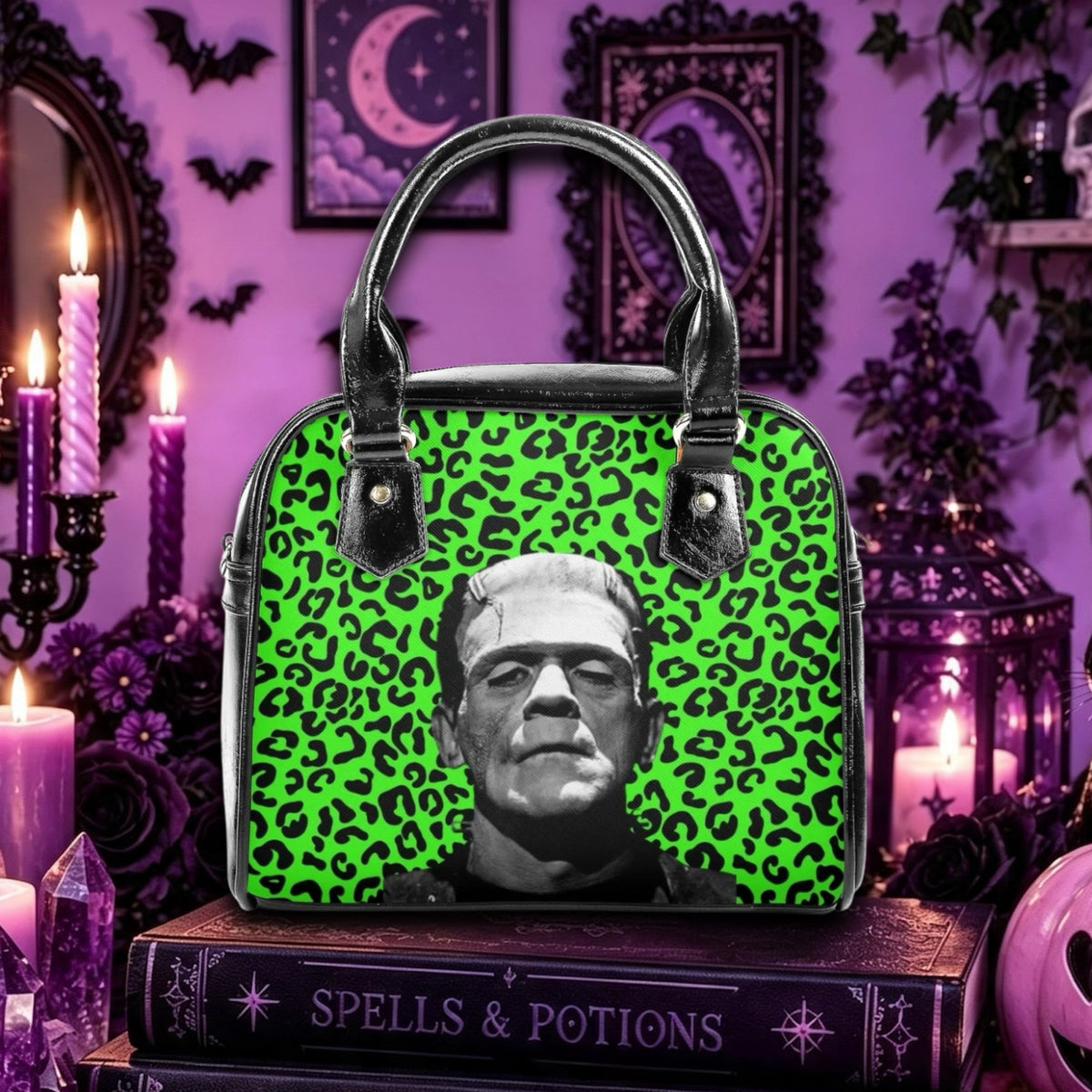 Frankenstein Vegan Leather Gothic Handbag, Horror Movie, Halloween
