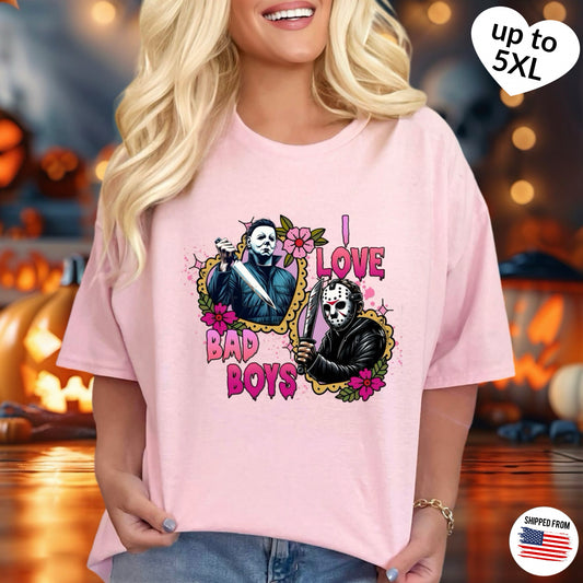 I love Bad Boys Softstyle T-Shirt, Halloween, Horror movies, up to 5XL