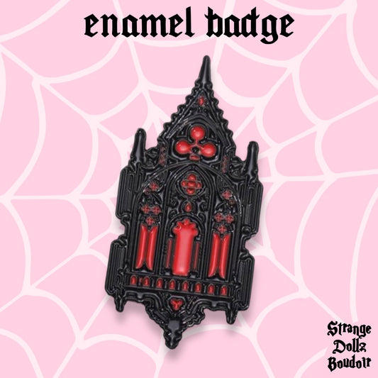 The Unholy Cathedral enamel pin badge, Halloween, Strange Dollz Boudoir