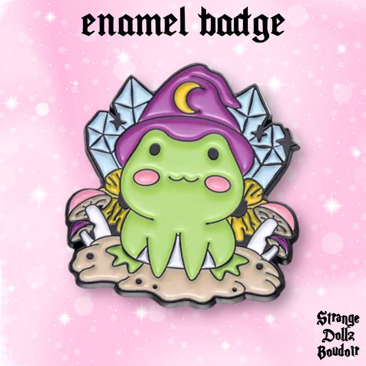 Witchy Frog enamel pin badge, Strange Dollz Boudoir