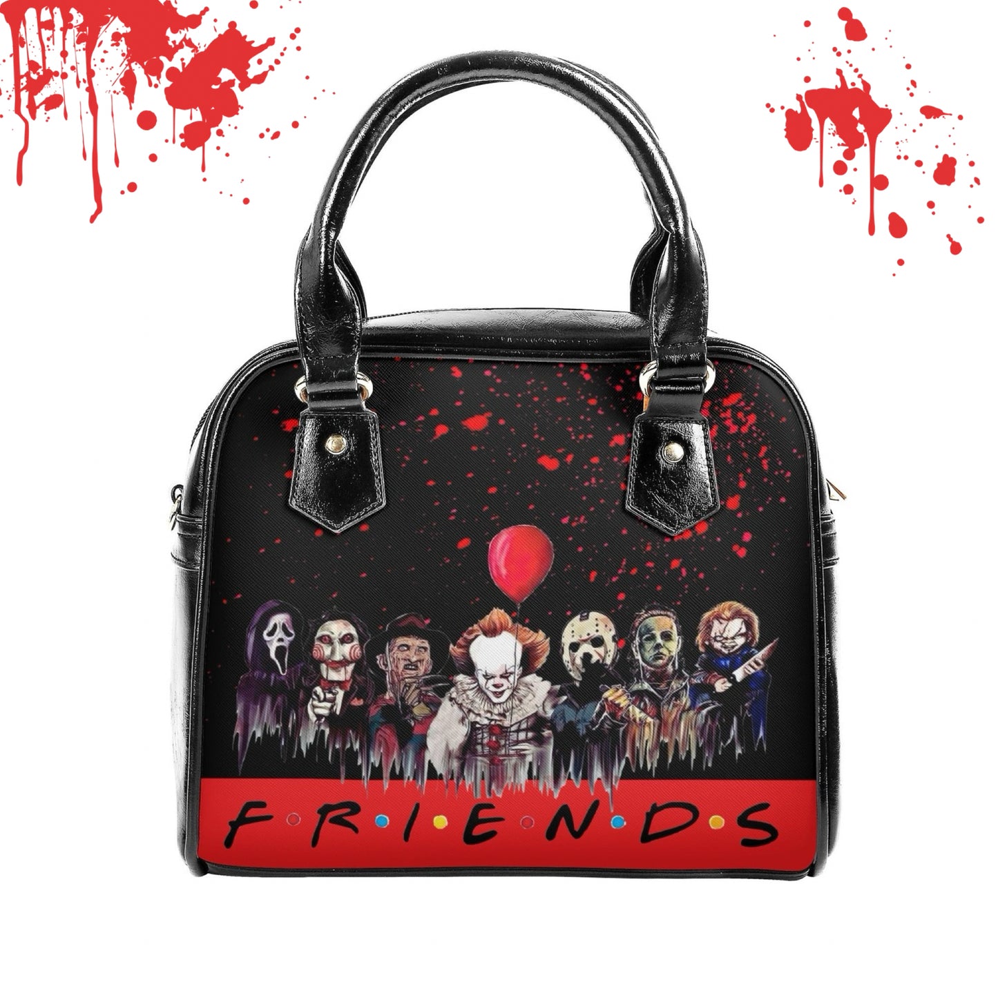 Killer Friends, Vegan Leather Gothic Handbag, Halloween, Horror Movies, Ghostface, Pennywise