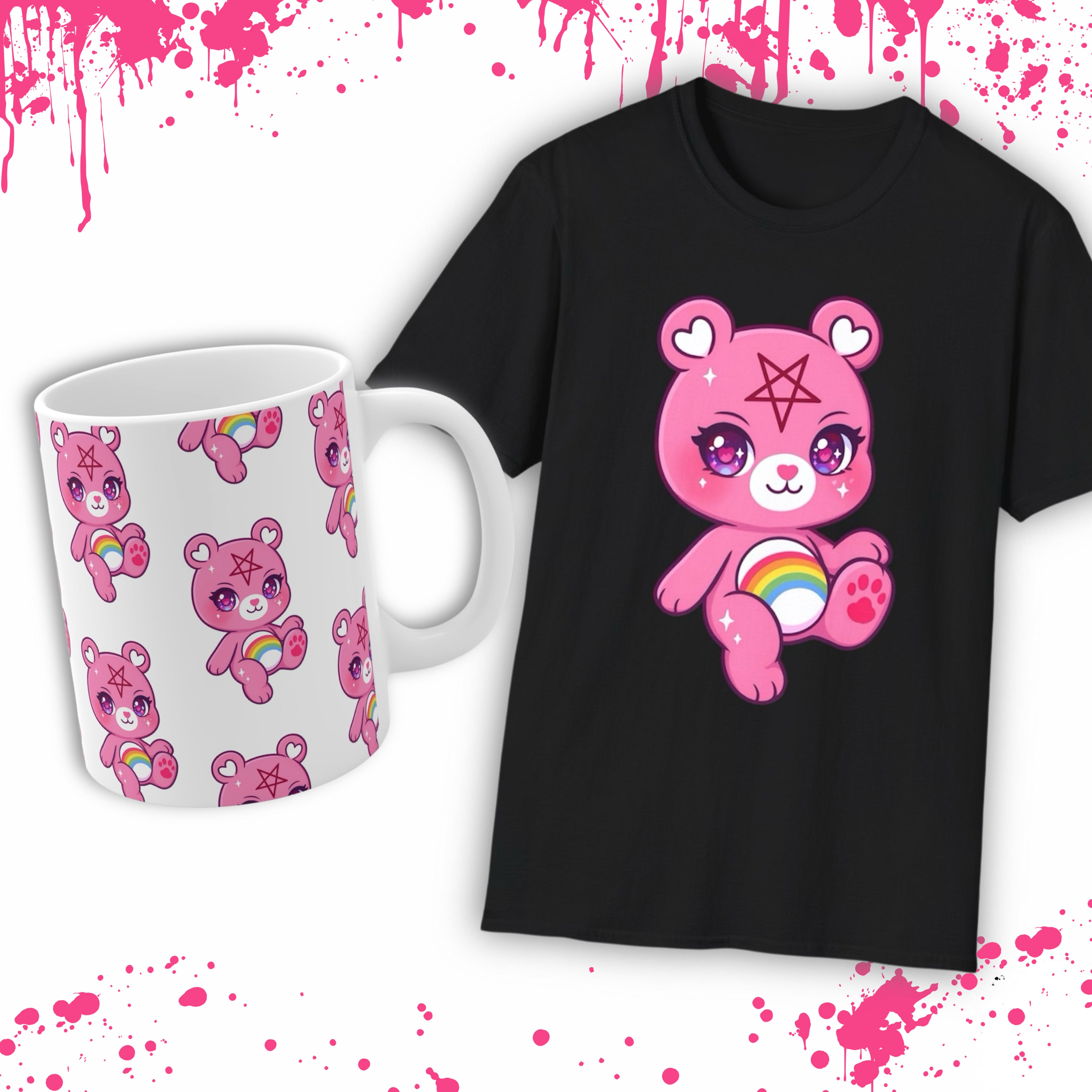 Cute Satanic Bear Mug, spooky cute, Halloween