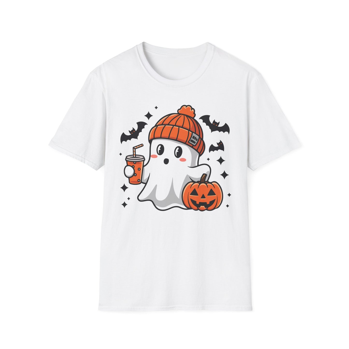 Cute ghost, pumpkin, Halloween Softstyle T-Shirt