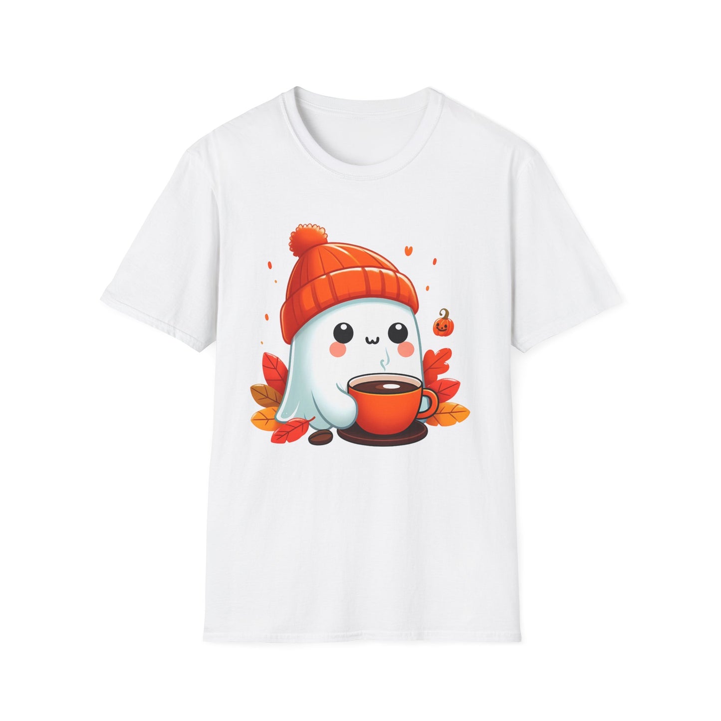 Cute ghost, caffeinated, Halloween, Softstyle T-Shirt