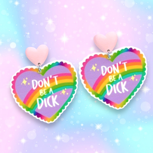 Don’t be a d*ck, Rainbow earrings, 925 sterling silver, Strange Dollz Boudoir