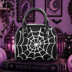 Spiderweb goth vegan leather Handbag, Halloween