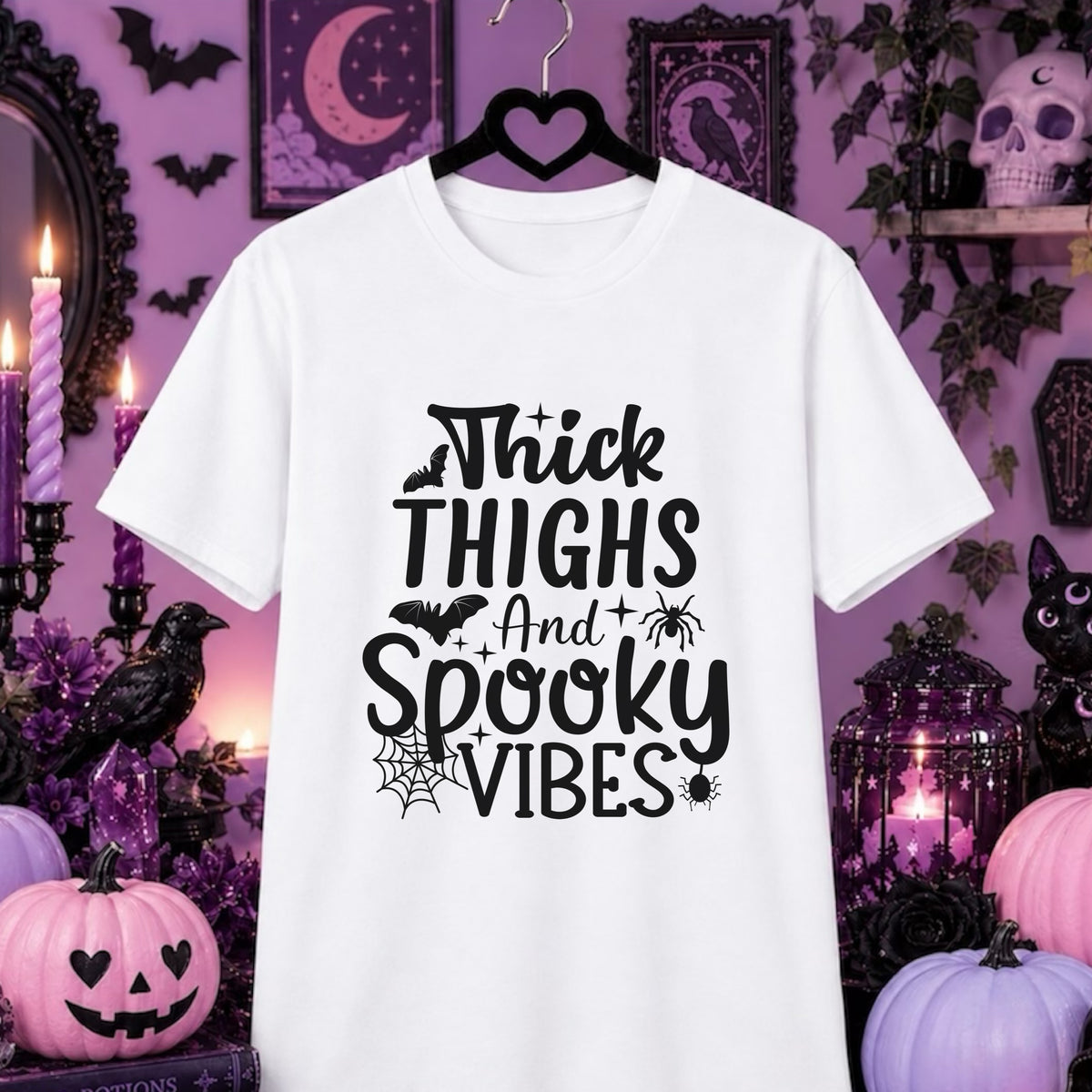 Thick Thighs and Spooky Vibes T-Shirt, up to 5XL, body positivity
