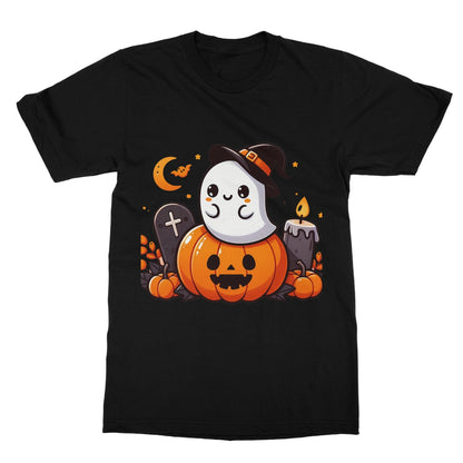 Cute ghost, pumpkin, Halloween, Softstyle T-Shirt