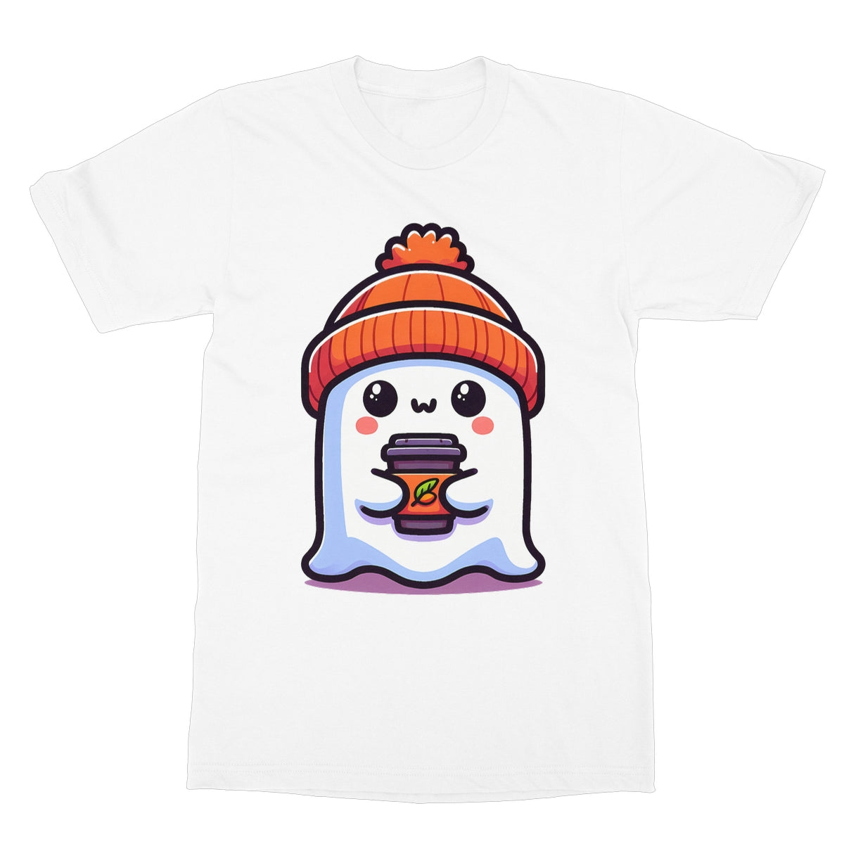 Cute ghost, caffeinated, Halloween, Softstyle T-Shirt