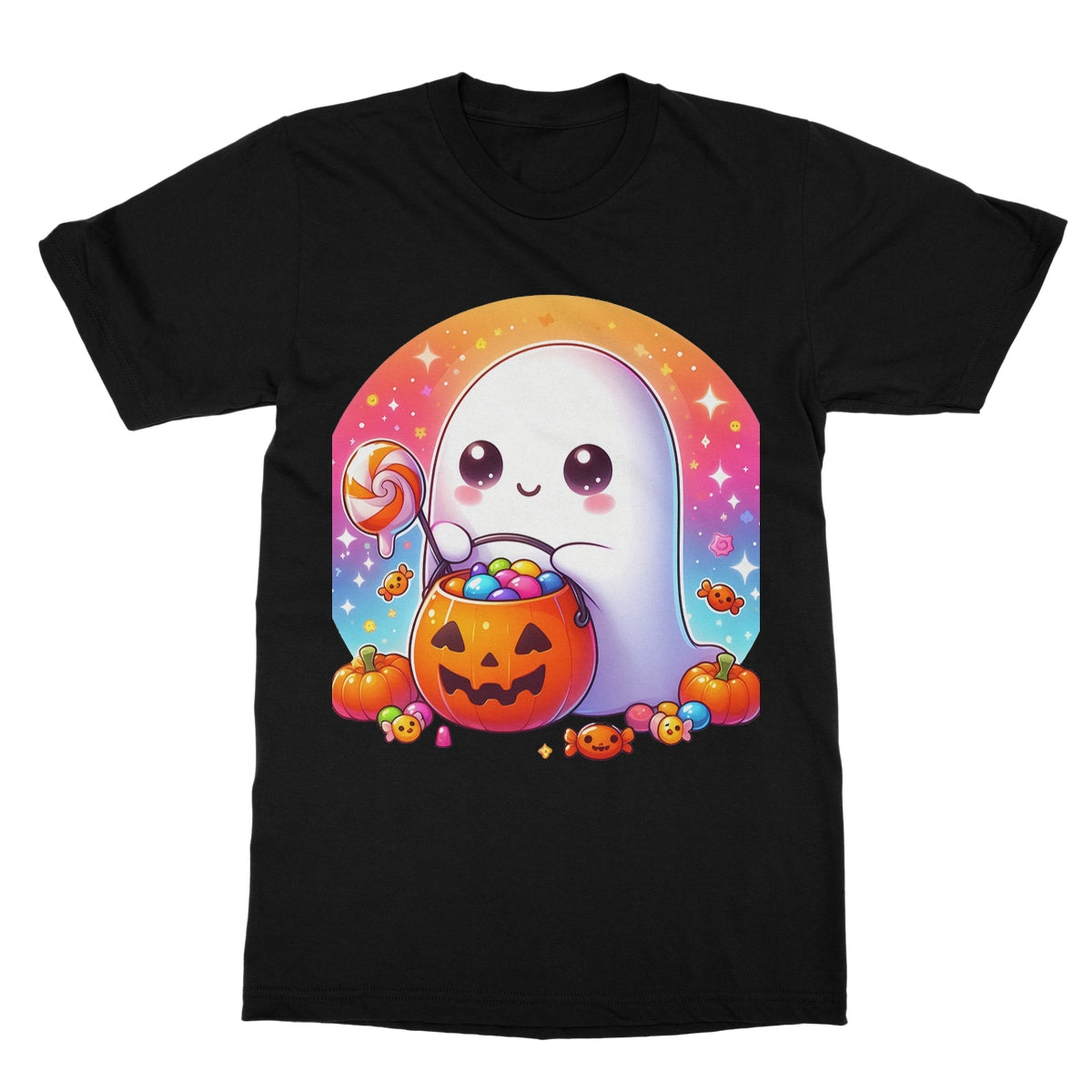 Cute ghost, pumpkin, Halloween, Softstyle T-Shirt